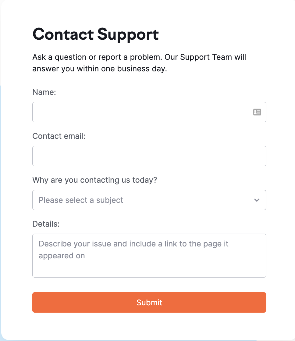 Support form